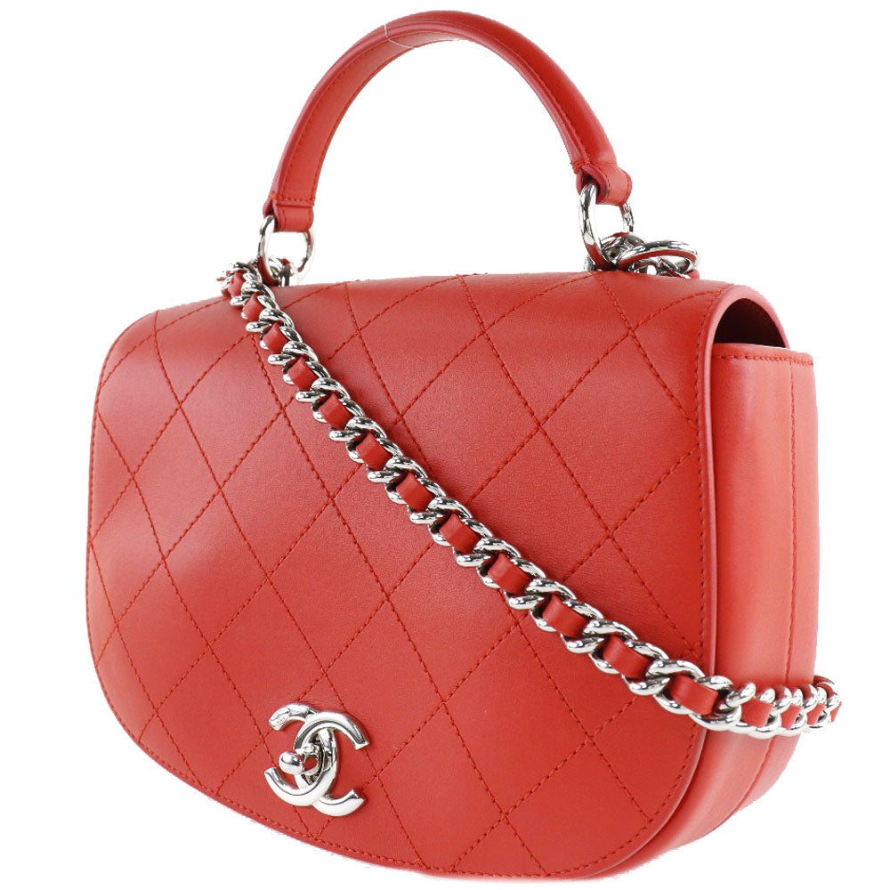 Chanel Calfskin 2WAY Matrasse ChainShoulder Red Shoulder Bag