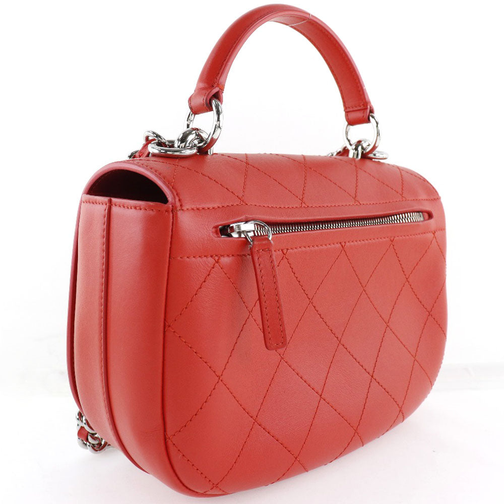 Chanel Calfskin 2WAY Matrasse ChainShoulder Red Shoulder Bag