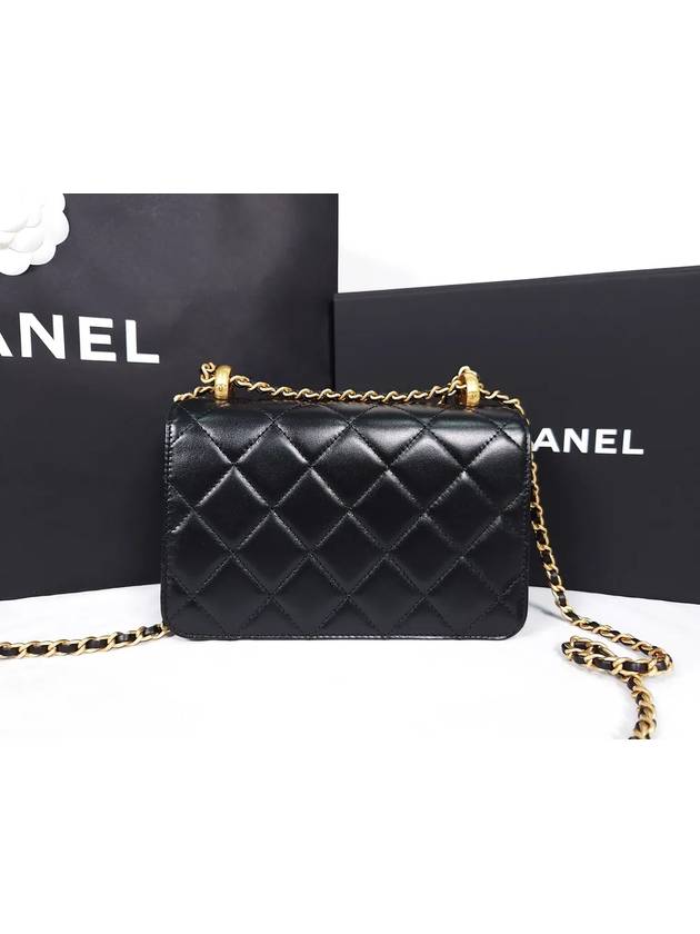 Chain Mini Flap Calfskin Cross Bag Black Chanel