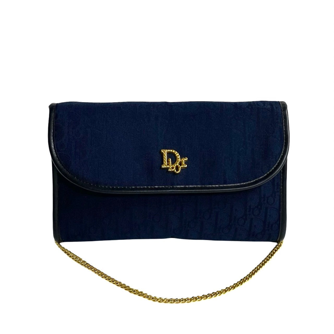 Dior Shoulder Bag , Navy Trotter Pattern Metal Leather Canvas