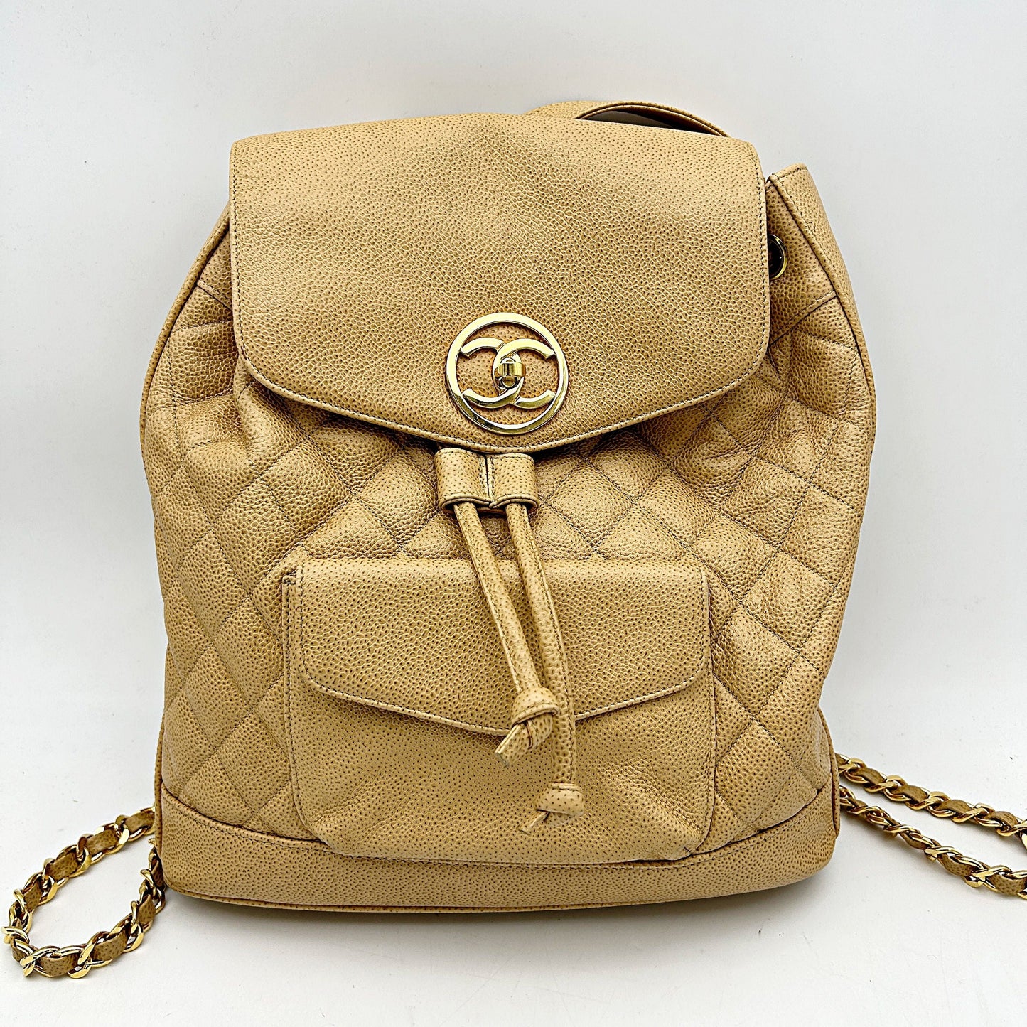 Chanel Beige Caviar Leather Backpack Chanel ch66270ww