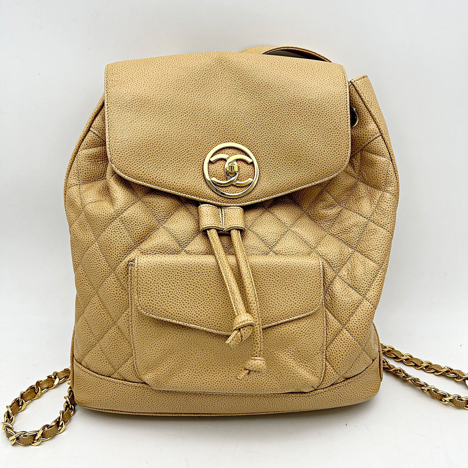 Chanel Beige Caviar Leather Backpack Chanel ch66270ww