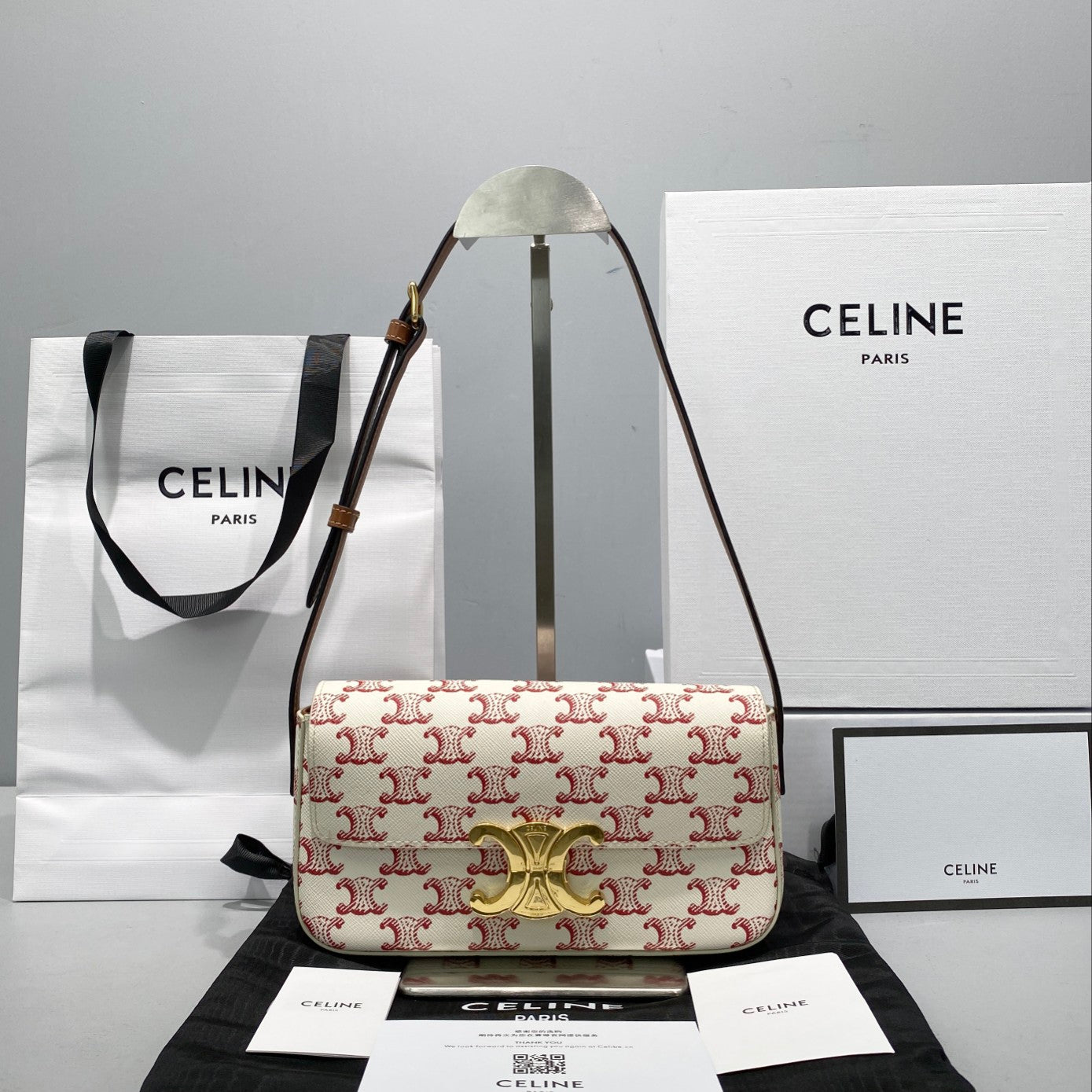 Top Quality Triomphe Shoulder Bag In Triomphe Canvas Red