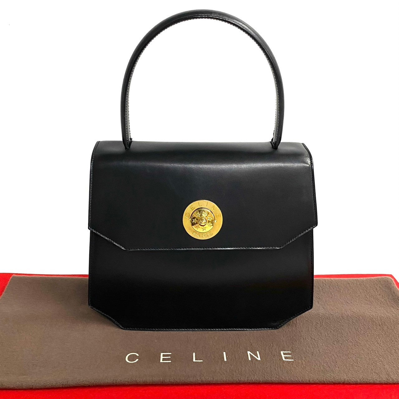 Star Ball Circle Metal Women Leather Black Travel Bag