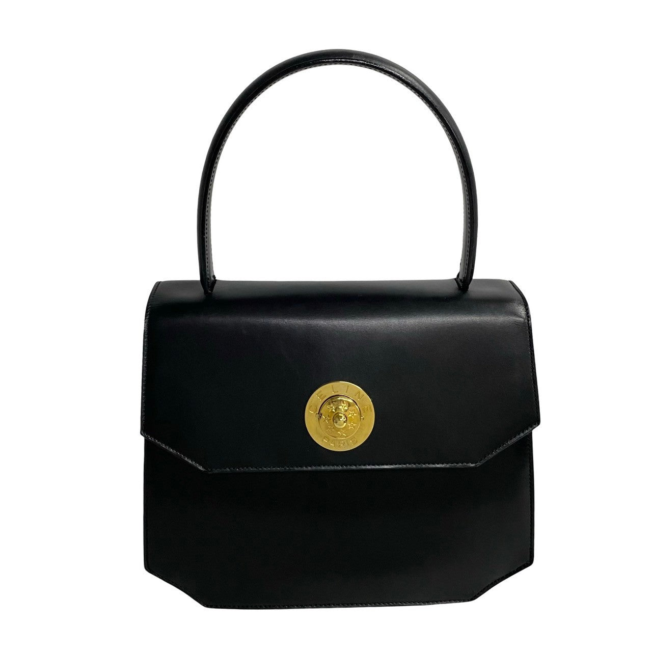 Star Ball Circle Metal Women Leather Black Travel Bag
