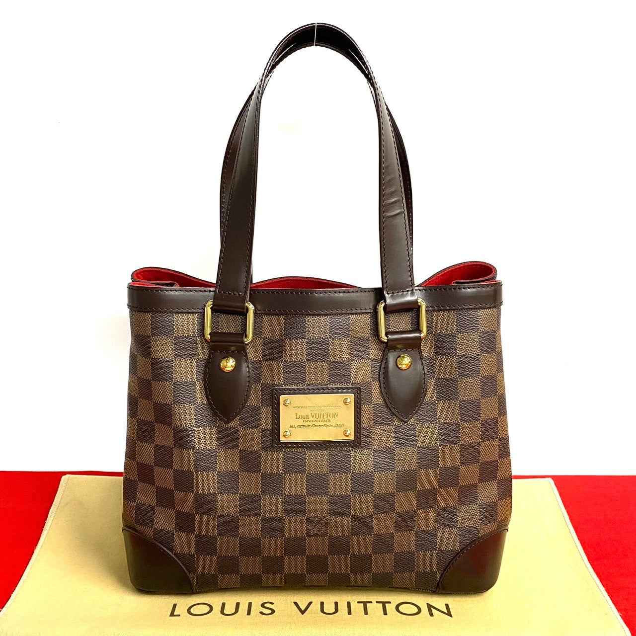 Louis Vuitton N51205 PVC Damier Hamstead PM Leather Brown Tote Bag