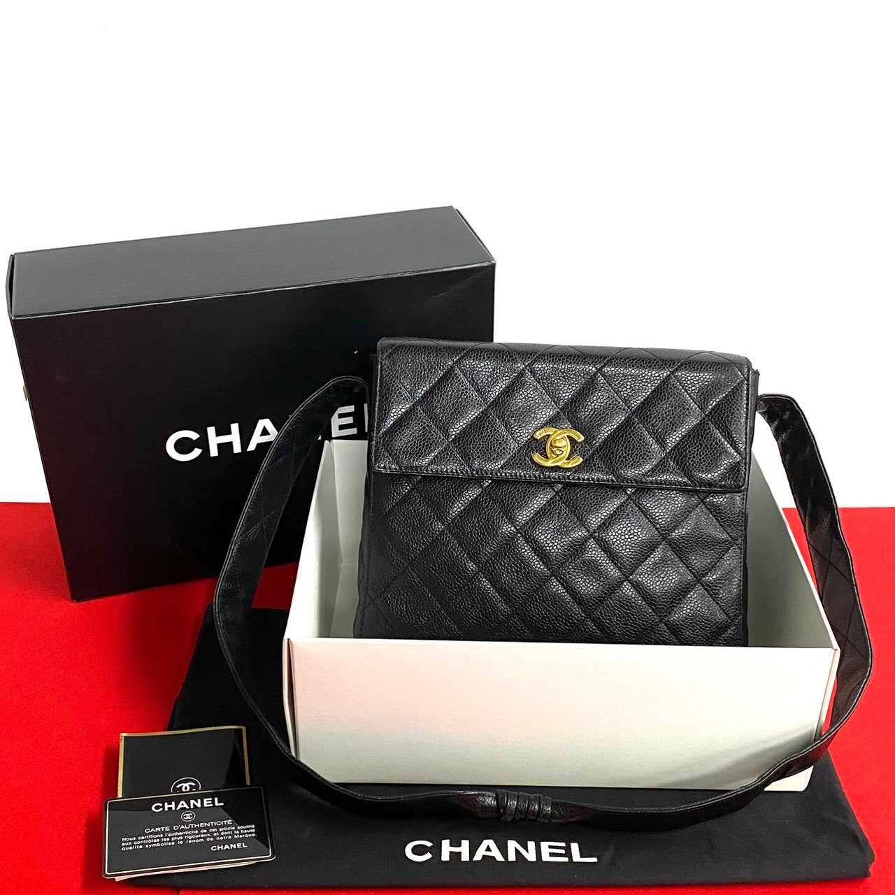 Chanel Matt caviar skin COCO Mark Caviar Black Shoulder Bag