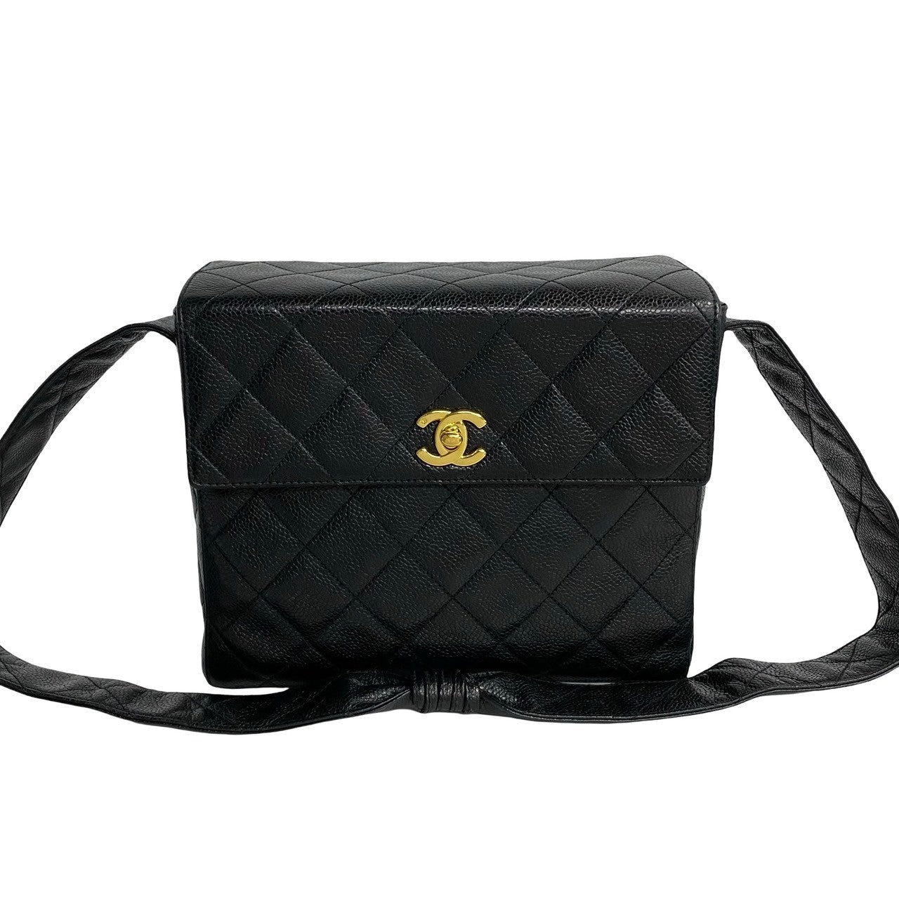 Chanel Matt caviar skin COCO Mark Caviar Black Shoulder Bag