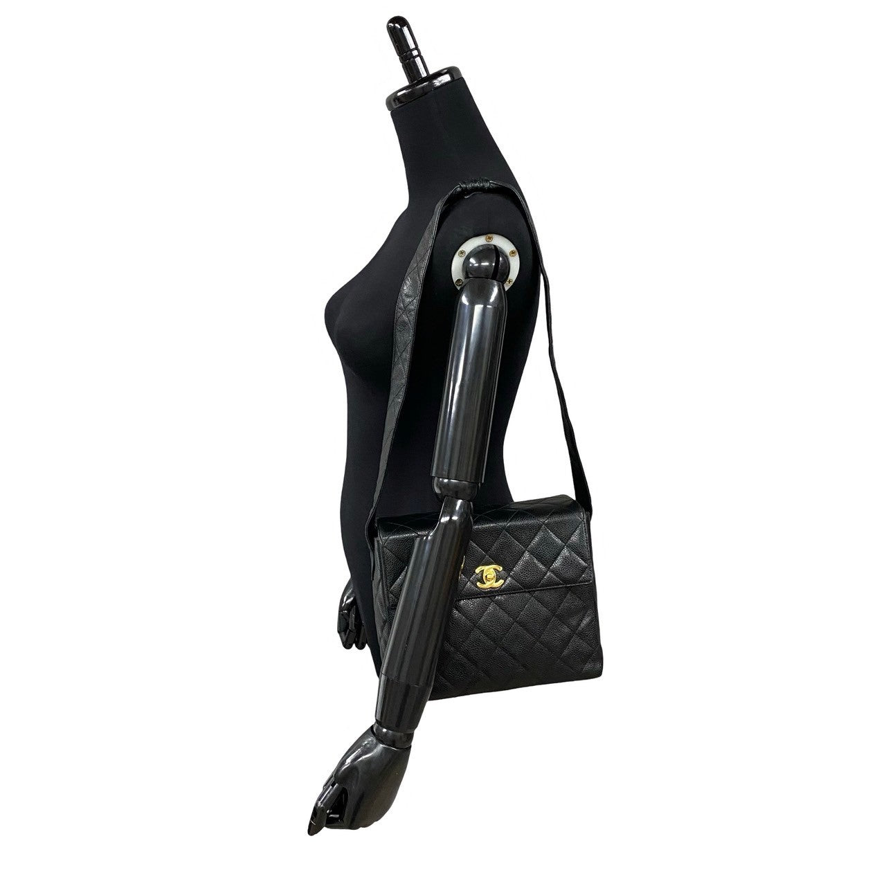 Chanel Matt caviar skin COCO Mark Caviar Black Shoulder Bag