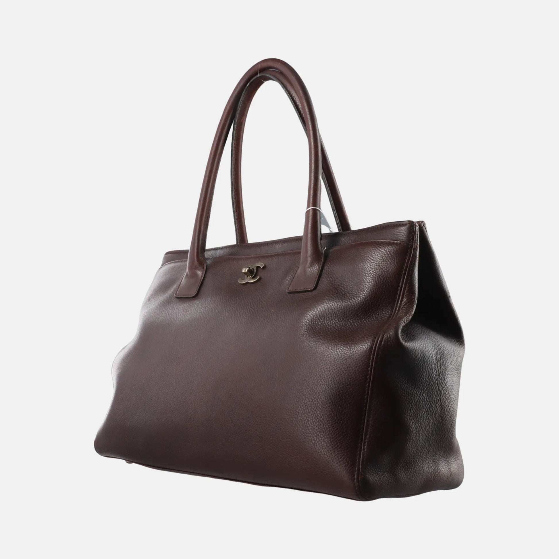 Chanel Cerf Executive Caviar Brown Leather Handbag