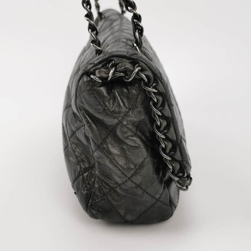 Chanel Me Around Flap Shiny Calfskin Black Leather Shoulder Bag