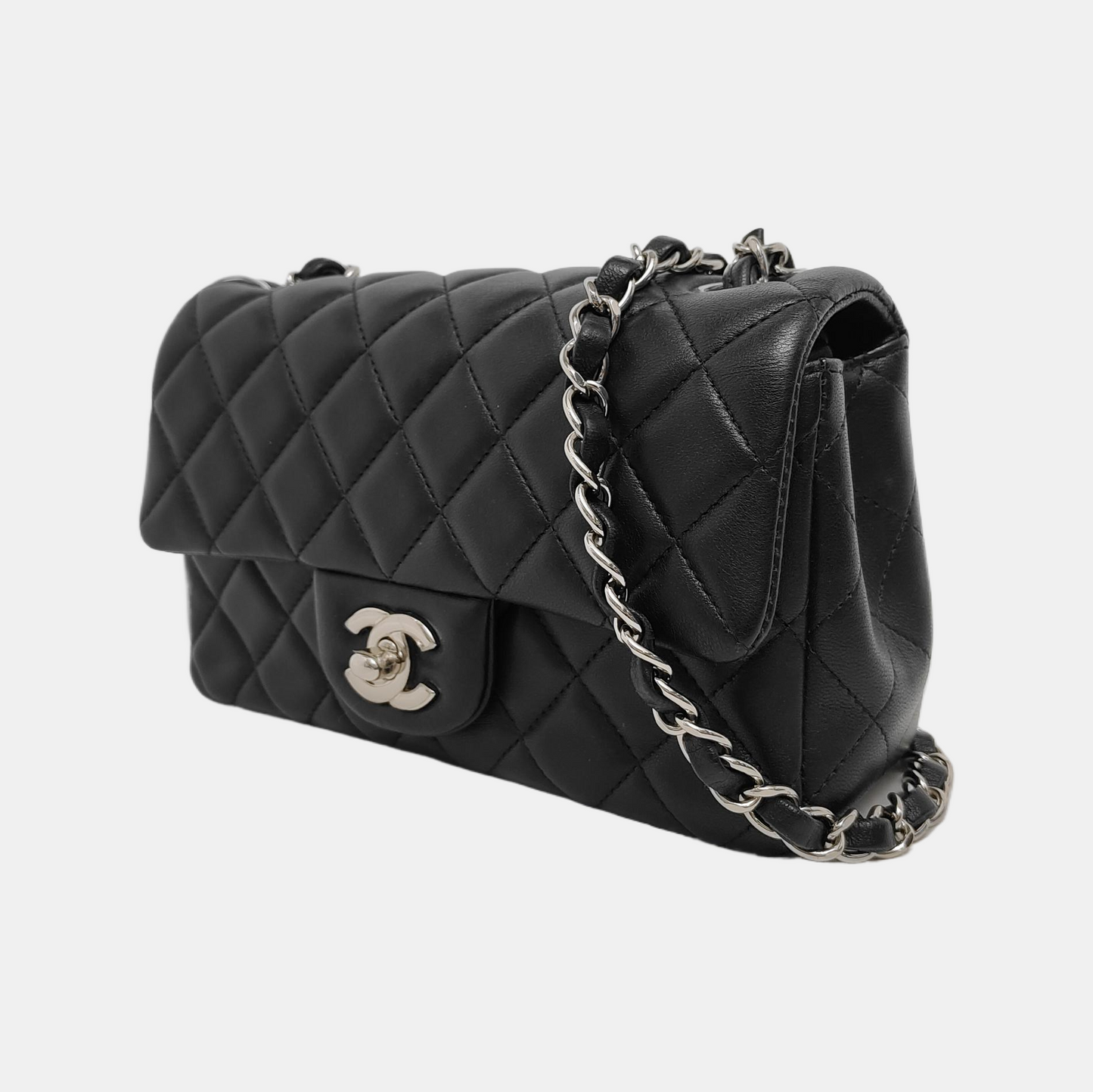 Chanel Classic Flap Rectangular Midnight Navy Lambskin Black Mini Bag