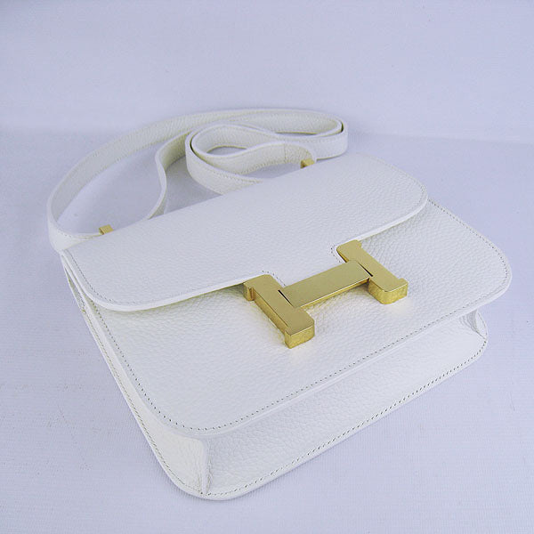 Hermes Luxury Constance Cowskin Bag H Golden Leather White Travel Bag