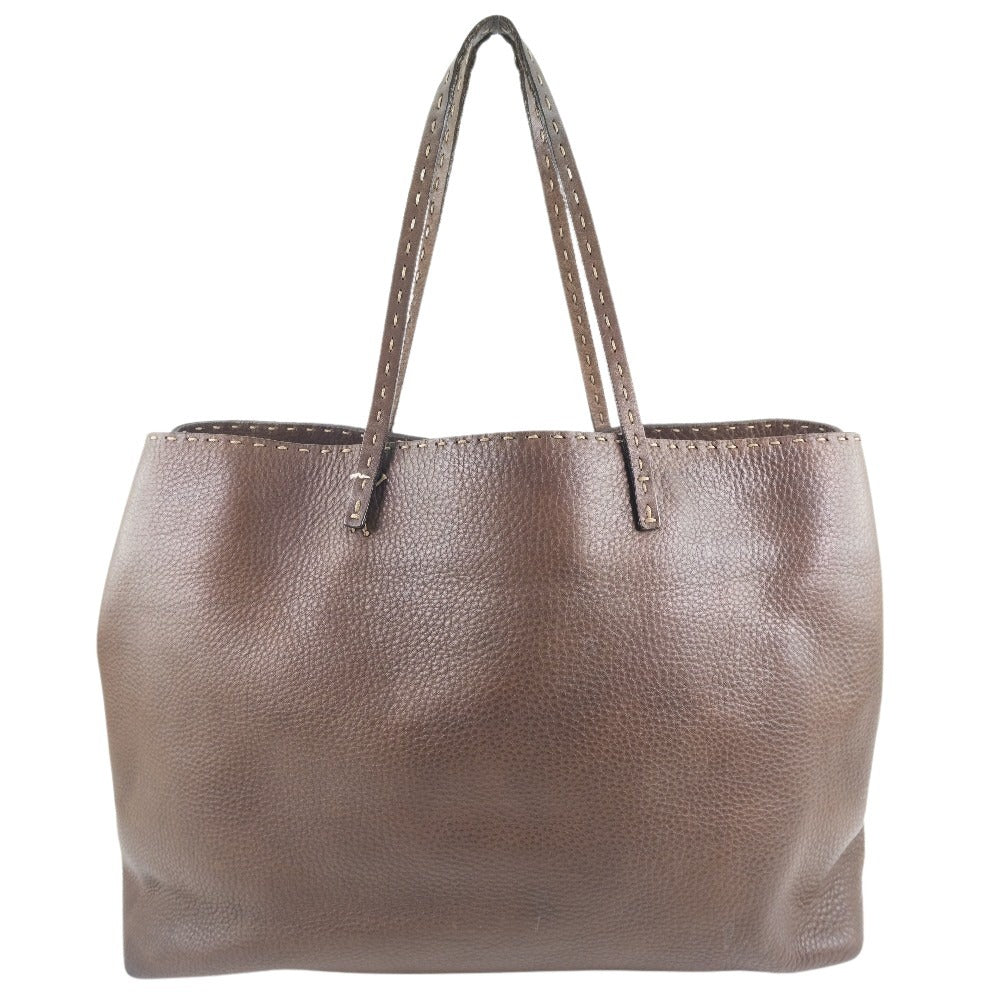 Fendi Tote Bag Calfskin Celeria Unisex Unisex Brown