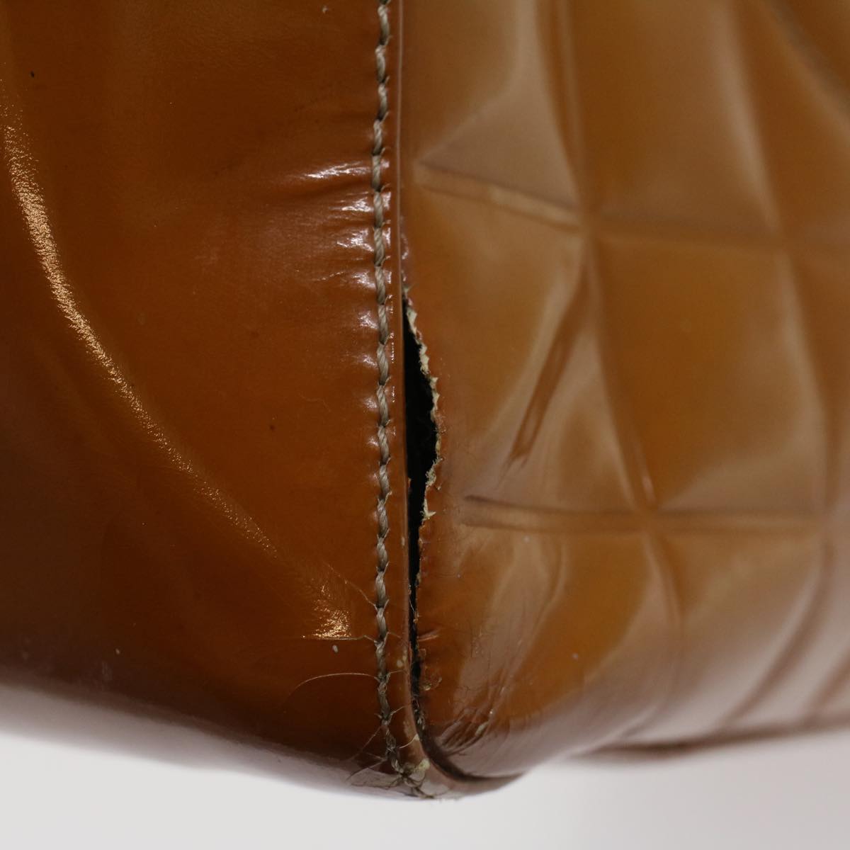 Chanel Choco Bar Shoulder Bag Patent leather Yellow CC Auth