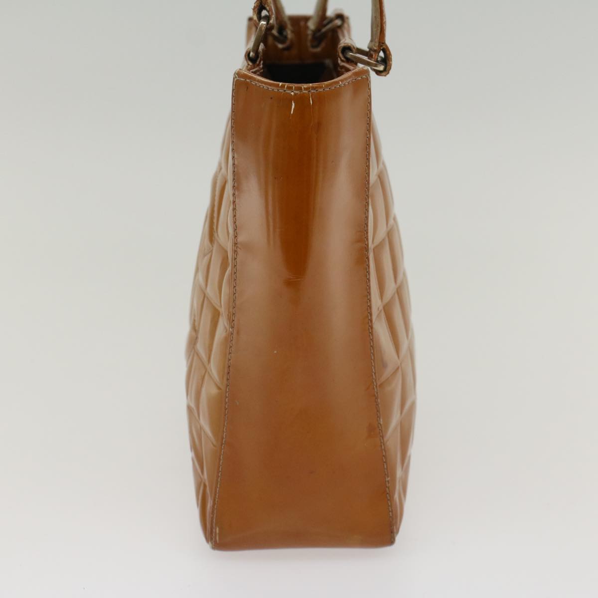 Chanel Choco Bar Shoulder Bag Patent leather Yellow CC Auth