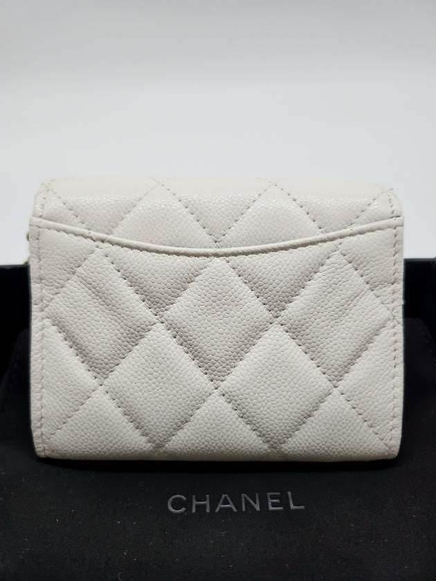 Classic Gold Hardware Calfskin Chain Half Wallet White Chanel