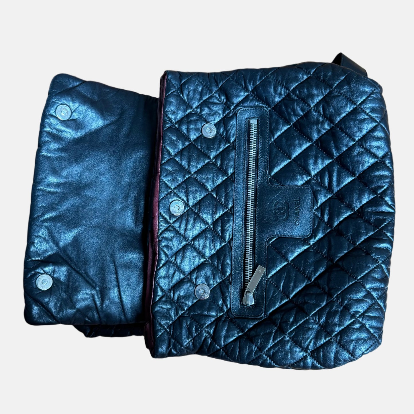 Chanel Coco Cocoon Flap Backpack Lambskin Diamond Black Leather