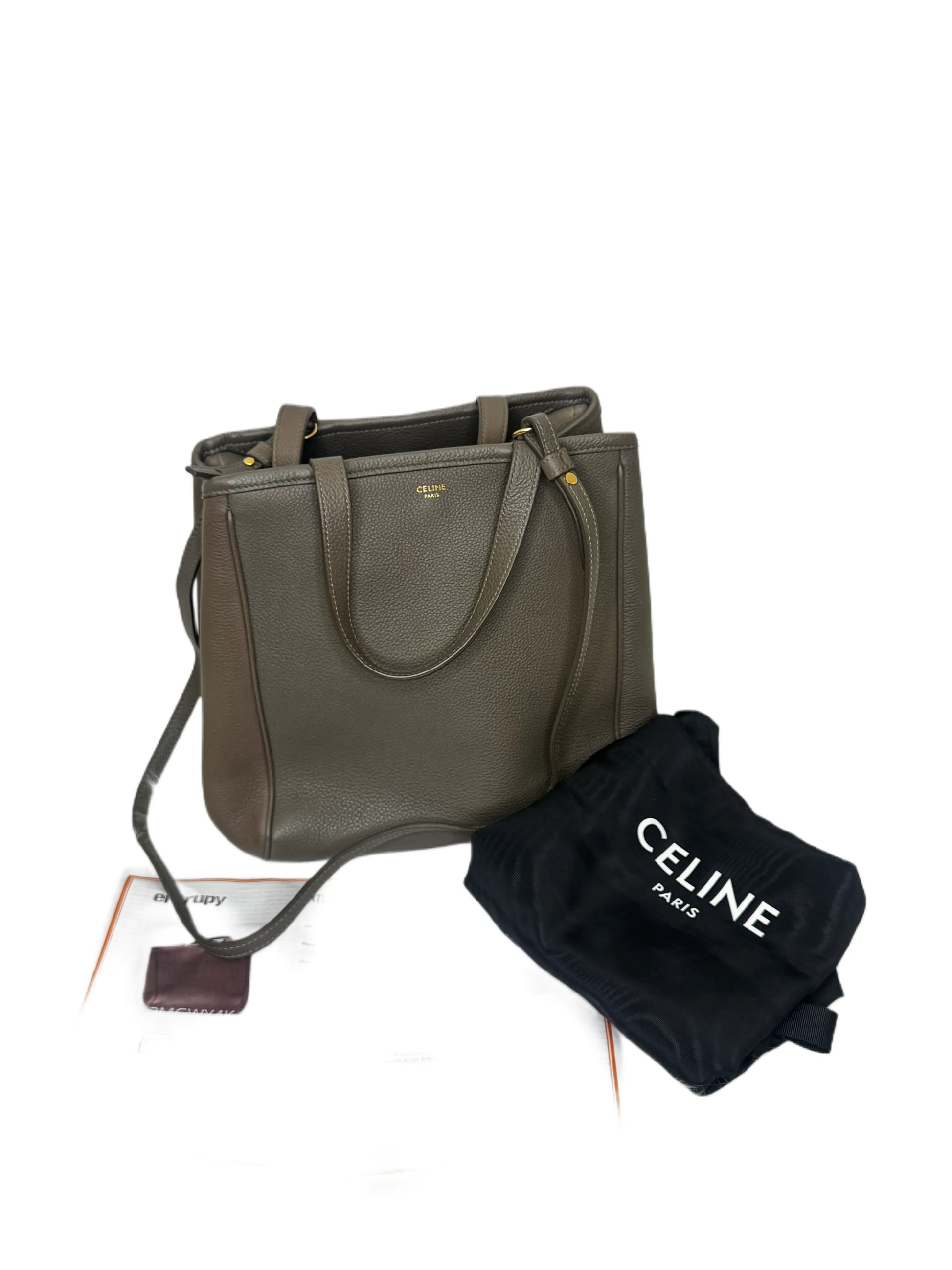 Luxury Fold Cabas Tote Bag Greige B Leather Medium