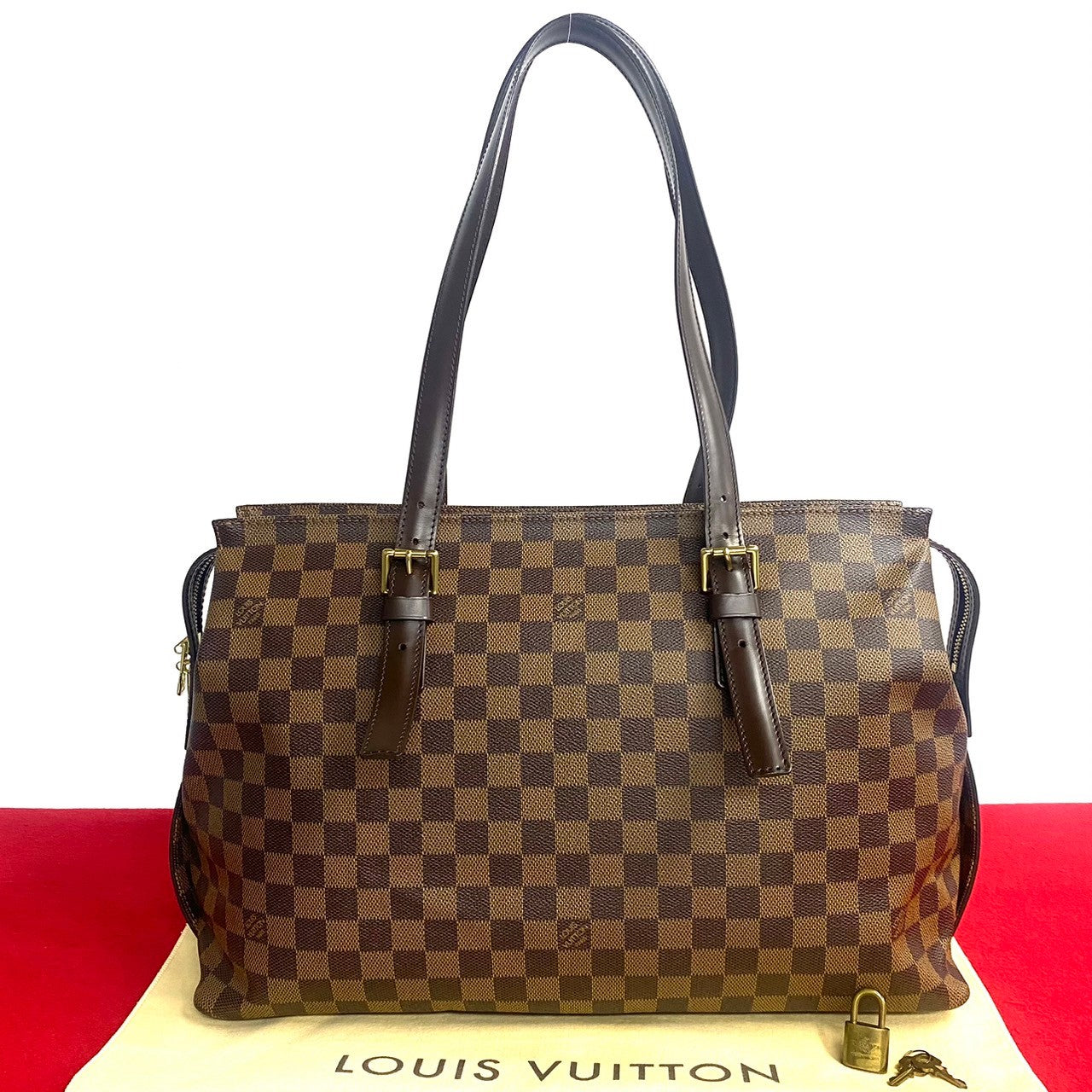 Louis Vuitton N51119 PVC Damier Chelsea Leather Brown Tote Bag