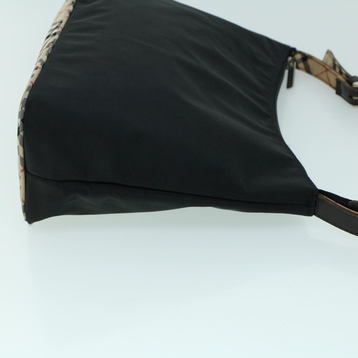 Burberry Luxury Nova Check Shoulder Bag Auth Leather Nylon Black