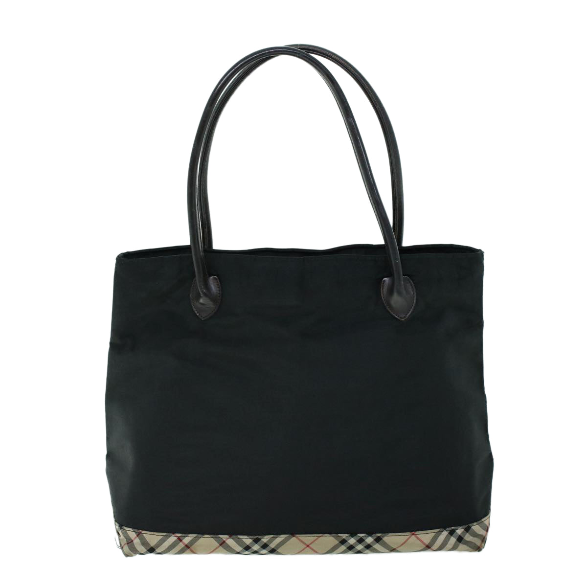 Burberry Luxury Nova Check Shoulder Bag Auth Leather Nylon Black Black Auth 53791