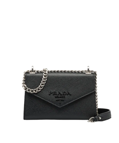 Prada Monochrome Bag Dark Grey Leather Saffiano Gray Travel Bag