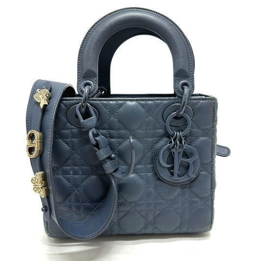 Dior Handbag Lambskin Lady Blue Travel Bag
