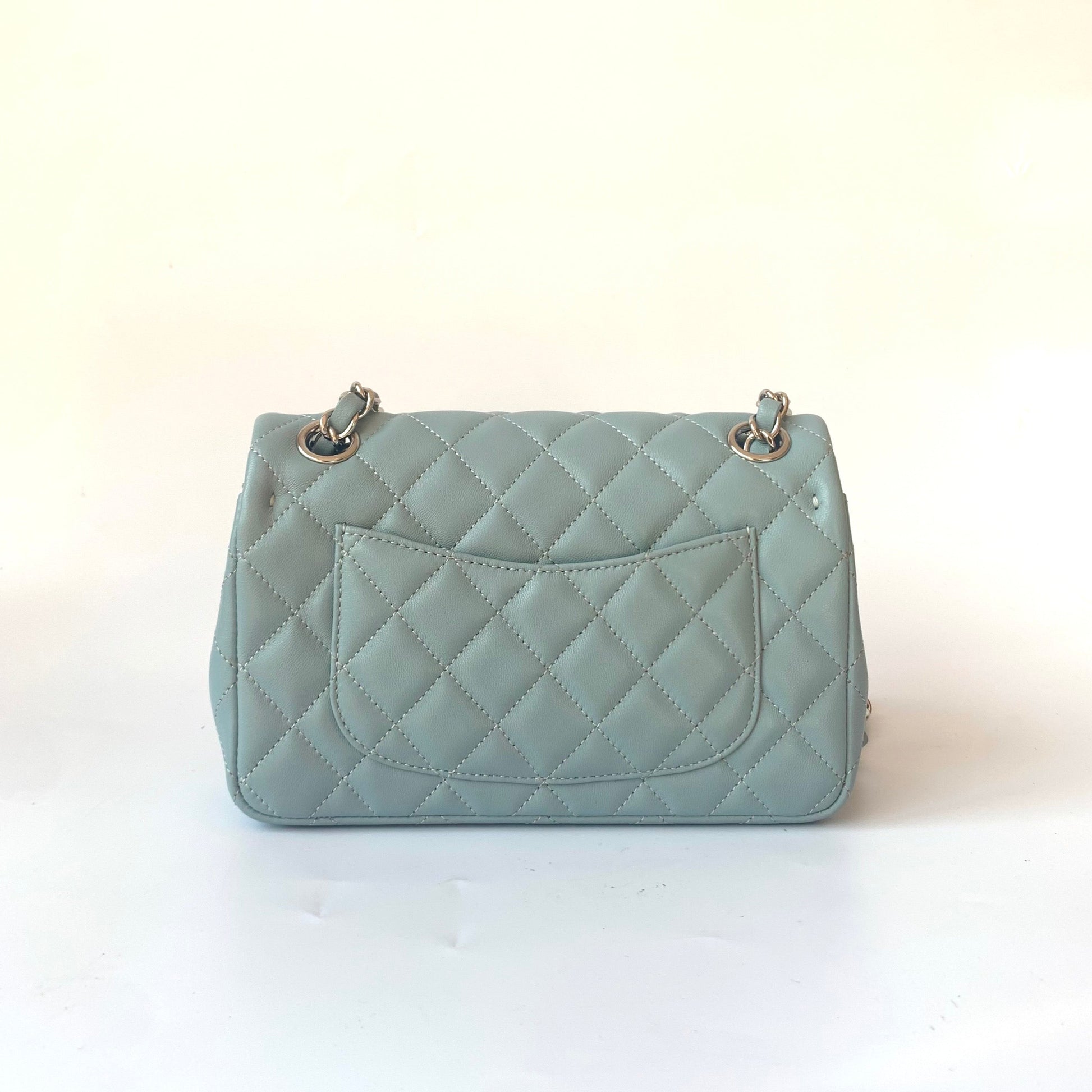 Chanel Classic Flap Rectangular Misty Lambskin Blue Mini Bag