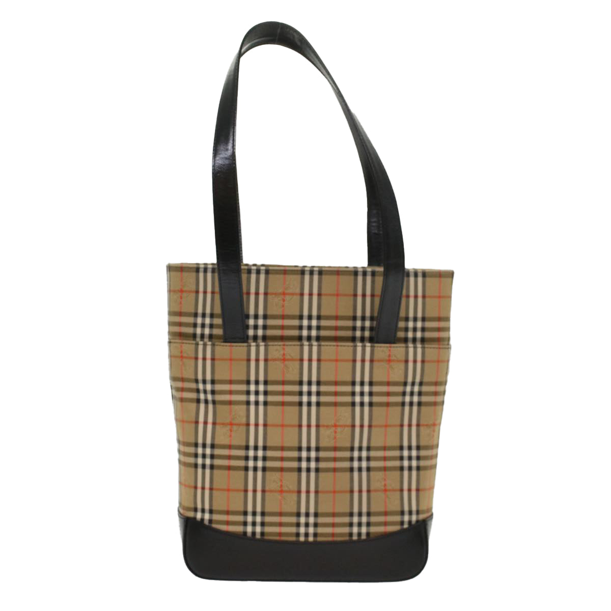 Burberry Luxury Nova Check Shoulder Bag Auth Leather Canvas Black Black Auth 54108