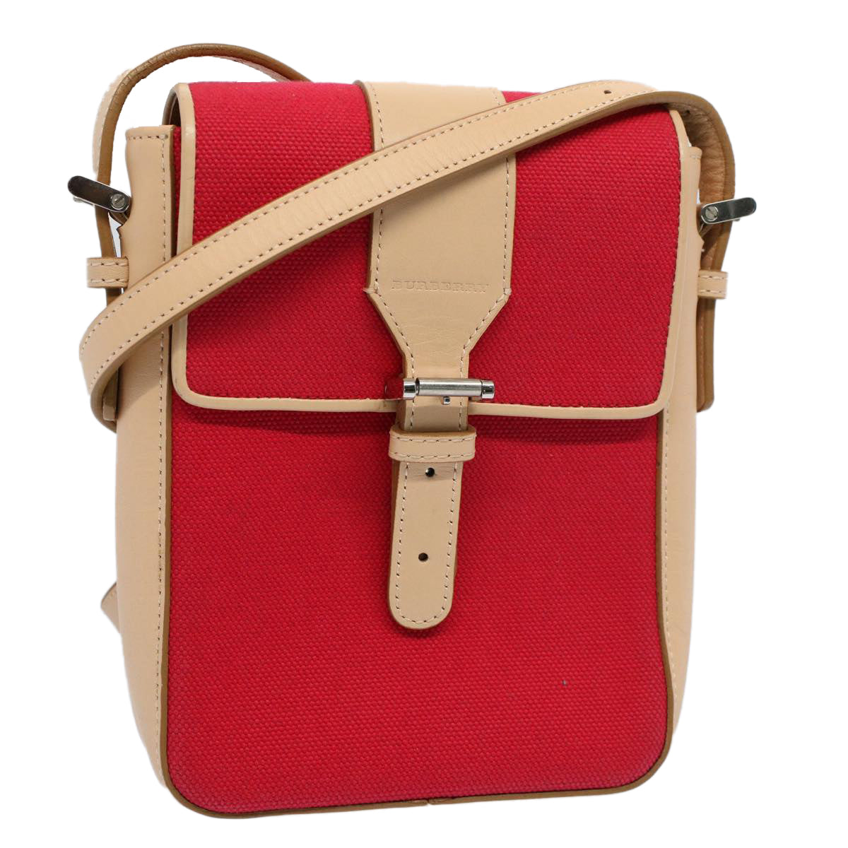 Burberry Luxury Shoulder Bag Auth Leather Canvas Beige