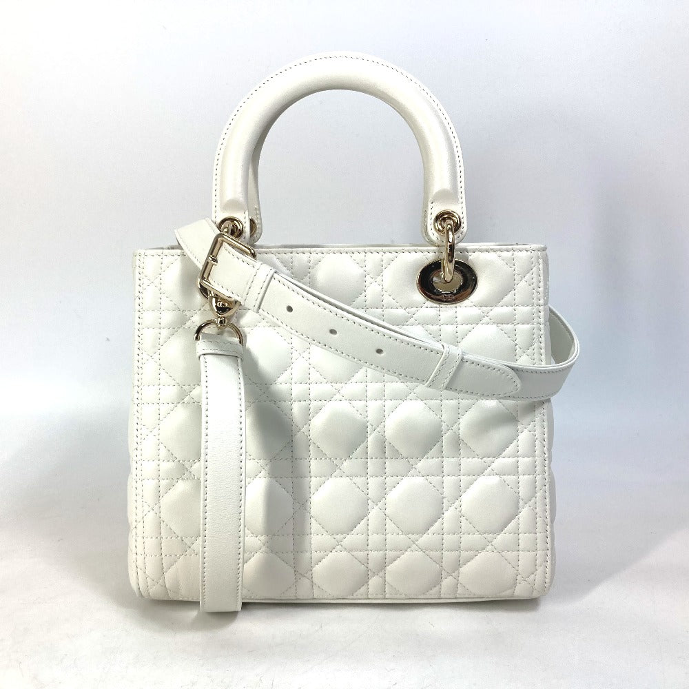 Dior Handbag M Onge M Lambskin Lady Lady White Travel Bag