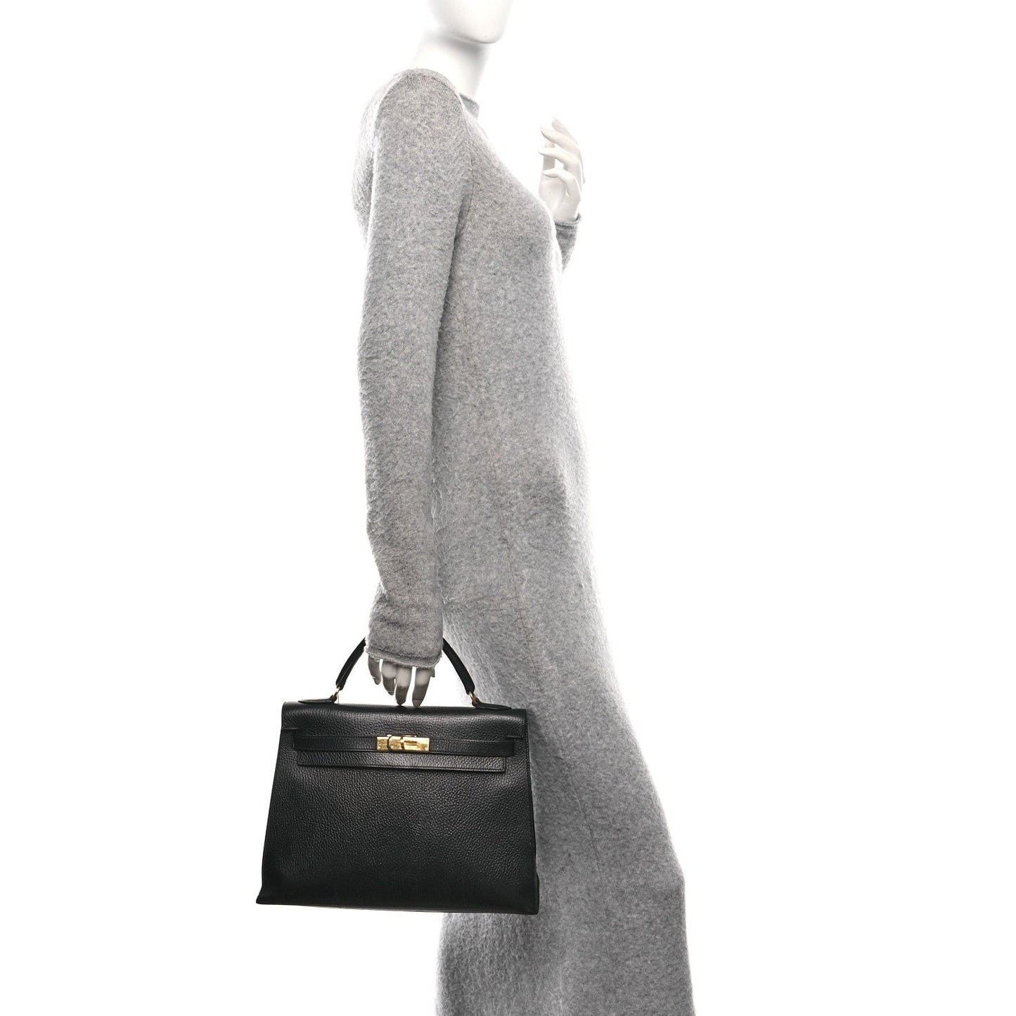 Hermes Ardennes Kelly Sellier Handbag Black Travel Bag