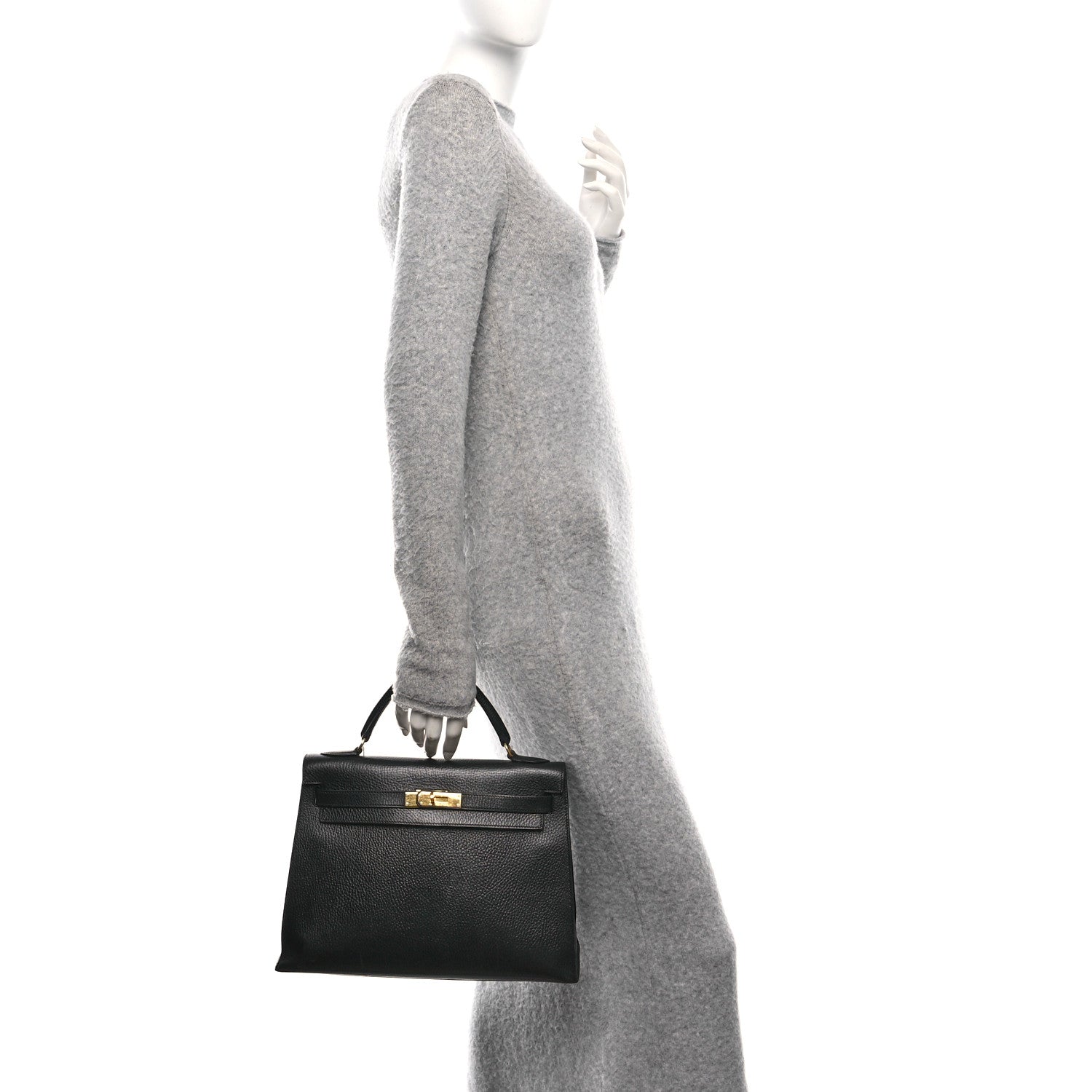 Hermes Ardennes Kelly Sellier Handbag Black Travel Bag