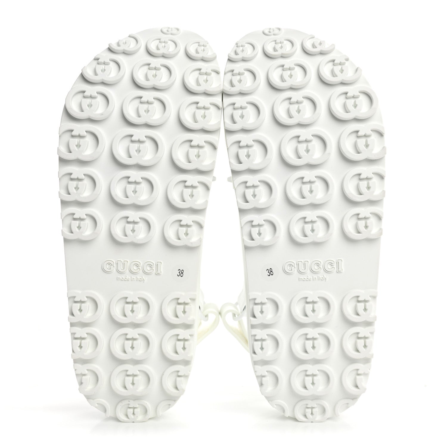 Gucci Soft Rubber Horsebit Touch Womens Strapped Sandals 38 Great White