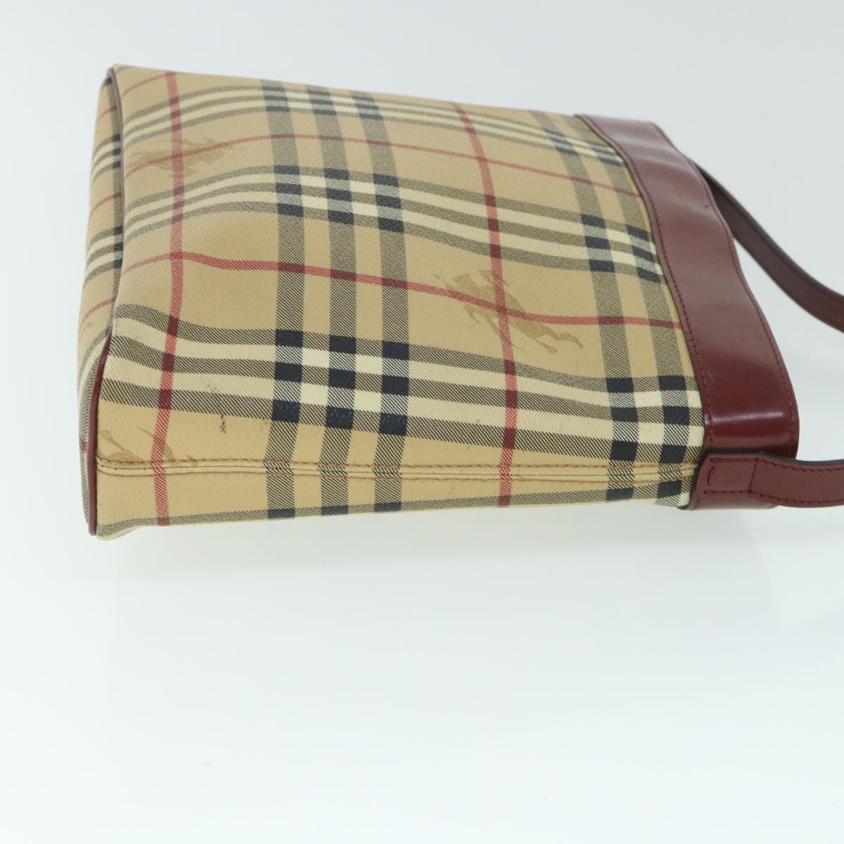 Burberry Luxury Nova Check Shoulder Bag Pvc Auth Leather Beige Red Red Auth 54838