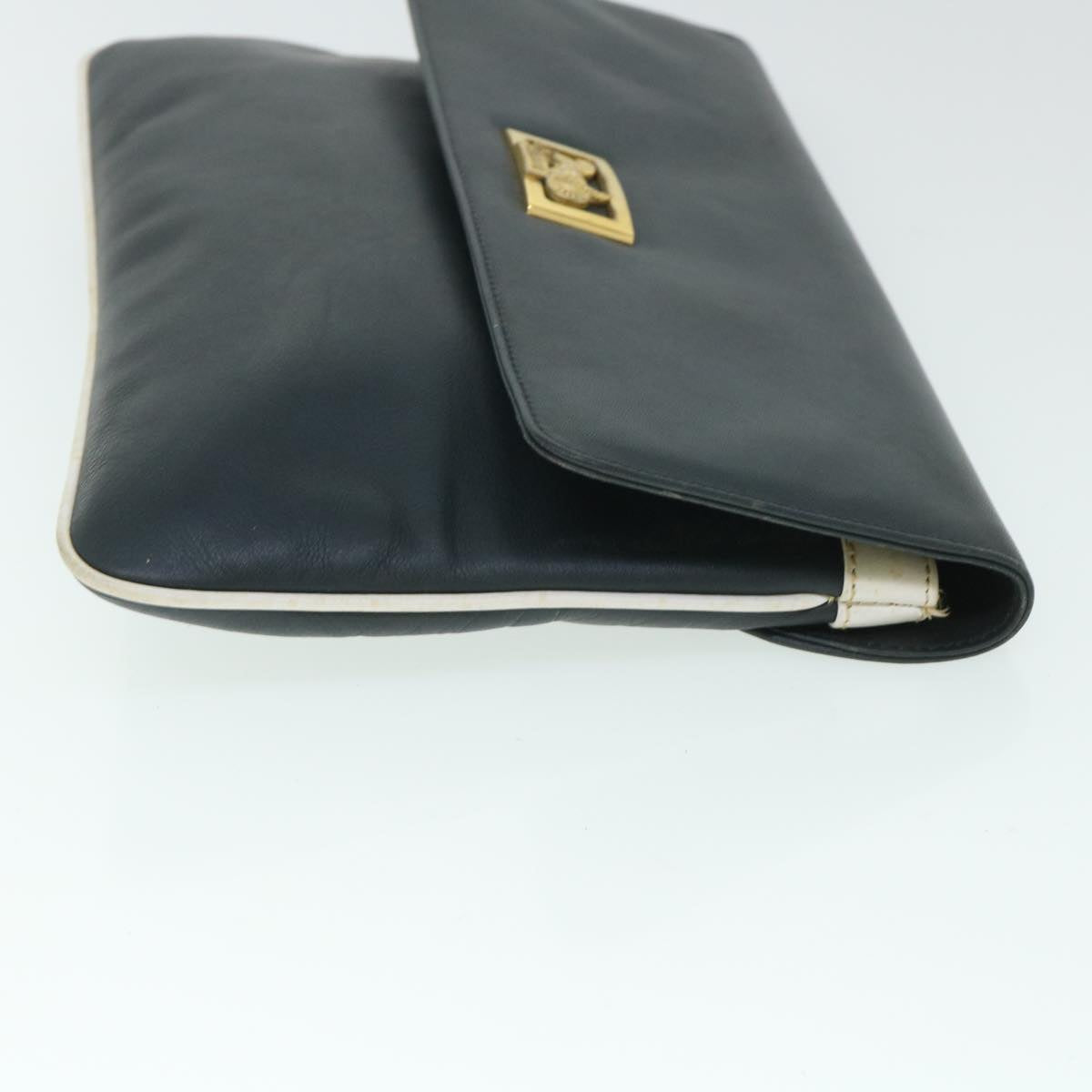Luxury Horse Carriage Clutch Bag Navy Leather