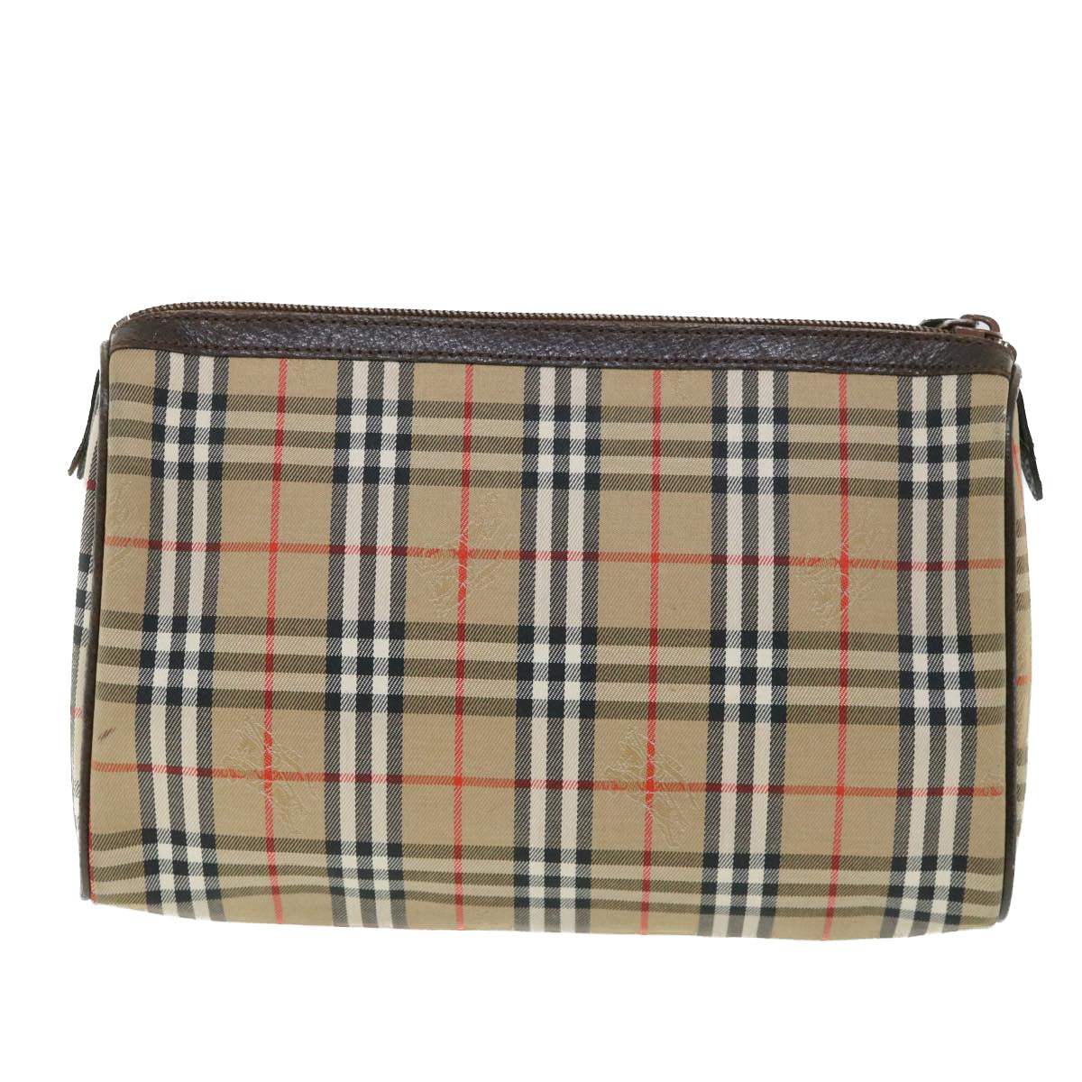 Burberry Luxury ss Nova Check Clutch Bag Auth Leather Canvas Brown Brown Auth 54952