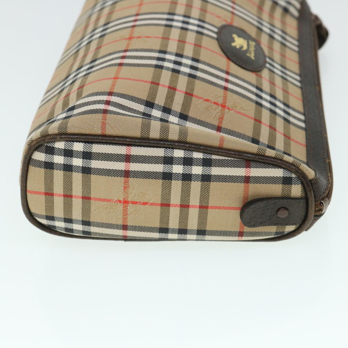 Burberry Luxury ss Nova Check Clutch Bag Auth Leather Canvas Brown Brown Auth 54952