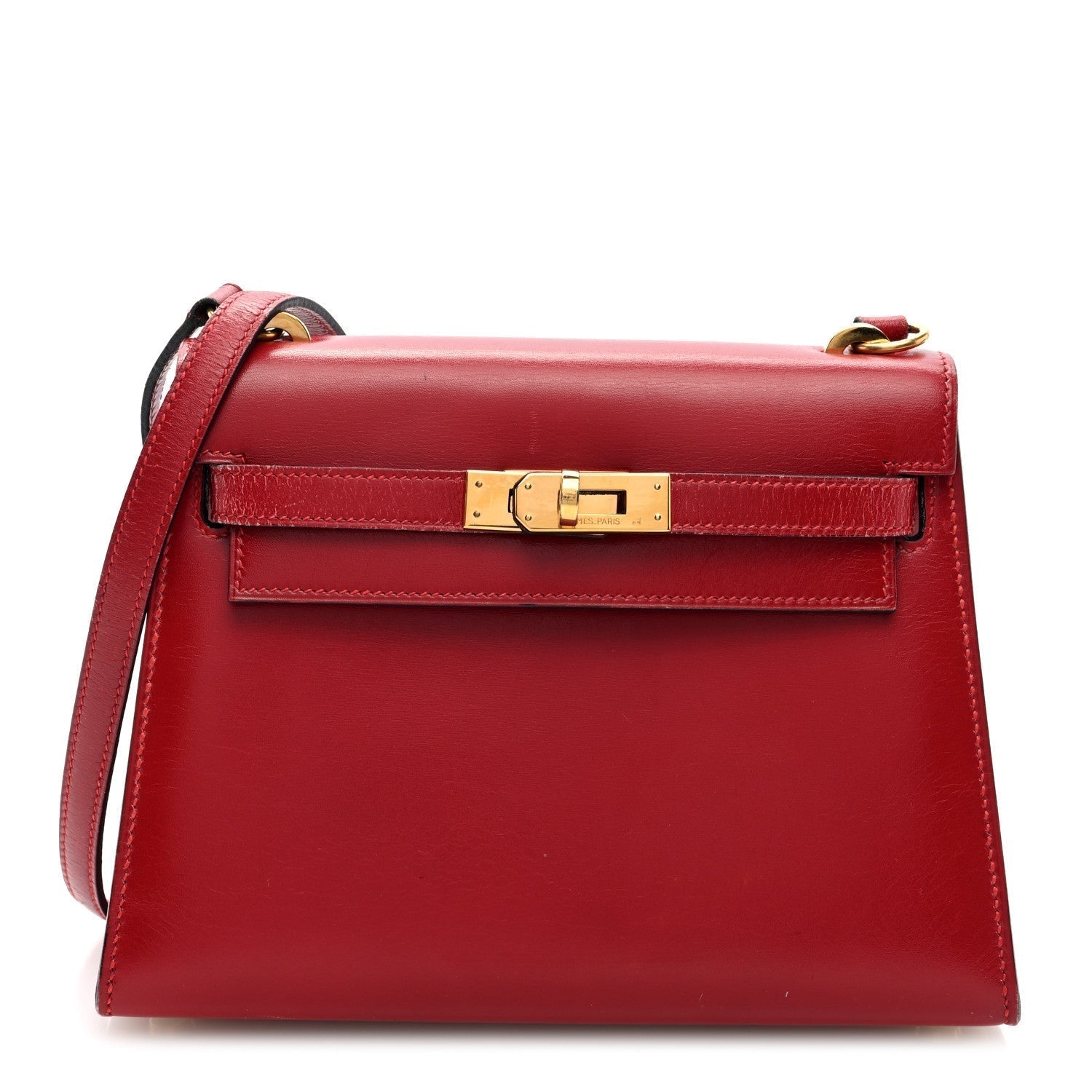 Hermes Box Kelly Sellier Rouge Vif Handbag Mini Travel Bag