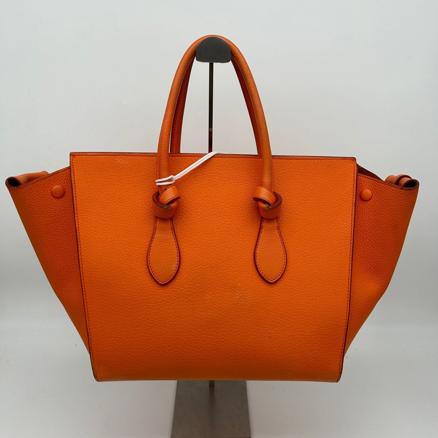 Luxury Tie Knot Orange Tote Bag Leather