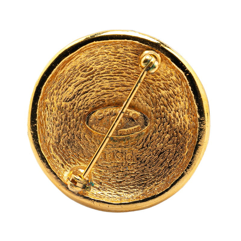 Chanel Gold Plated Coco Mark Round Brooch Bag