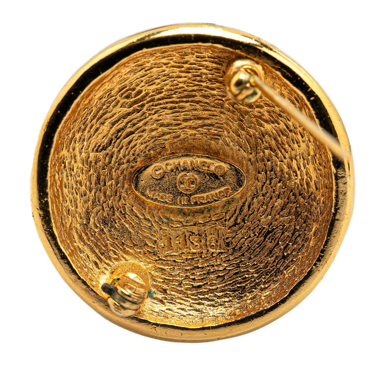 Chanel Gold Plated Coco Mark Round Brooch Bag
