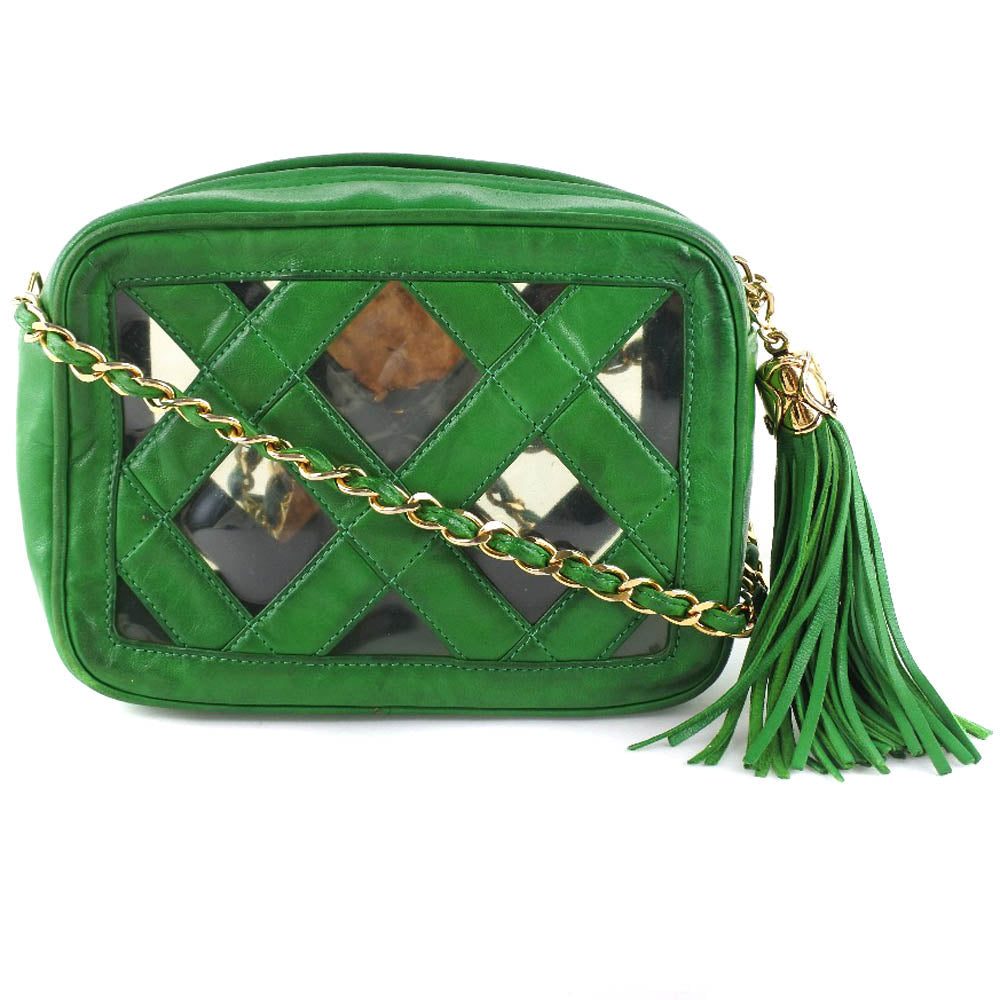 Chanel lambskin fringe ChainShoulder Green Jewelry
