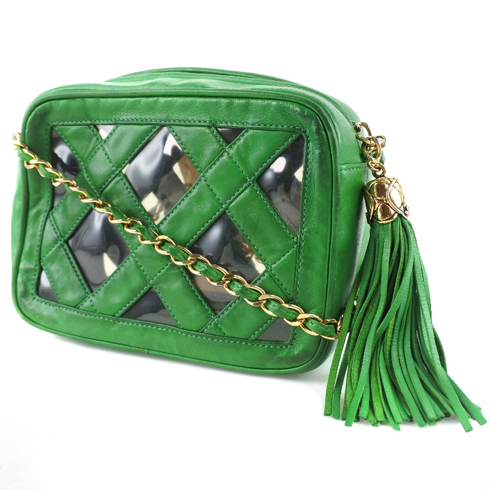 Chanel lambskin fringe ChainShoulder Green Jewelry