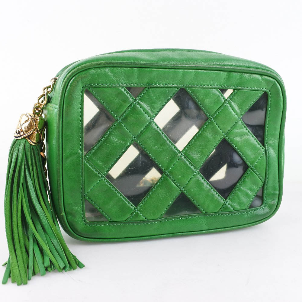 Chanel lambskin fringe ChainShoulder Green Jewelry