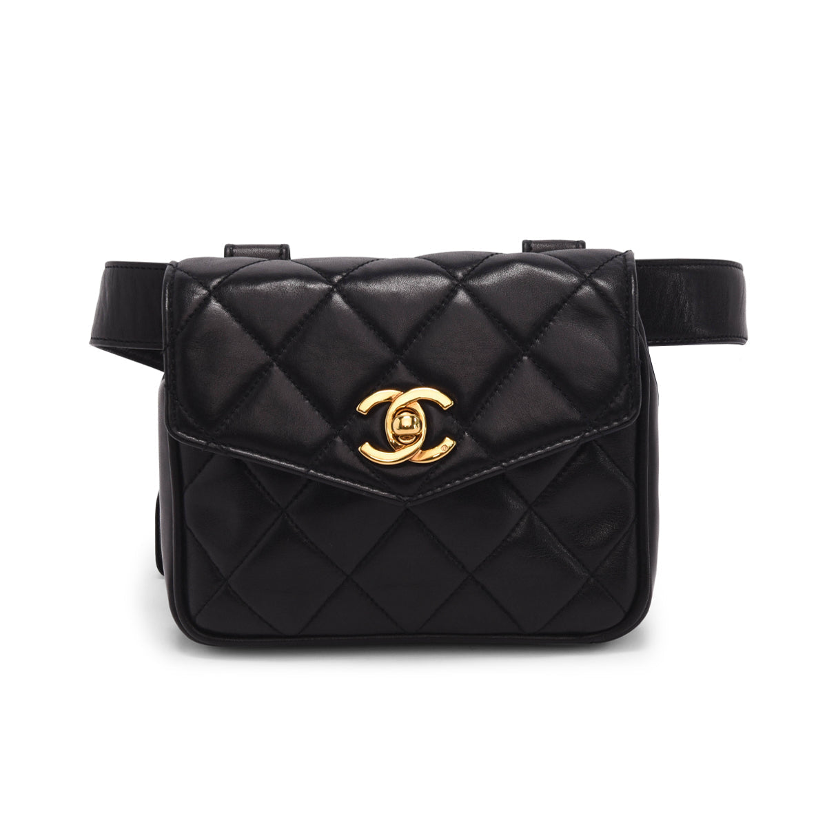 Chanel   Black Quilted Lambskin Mini Belt Bag
