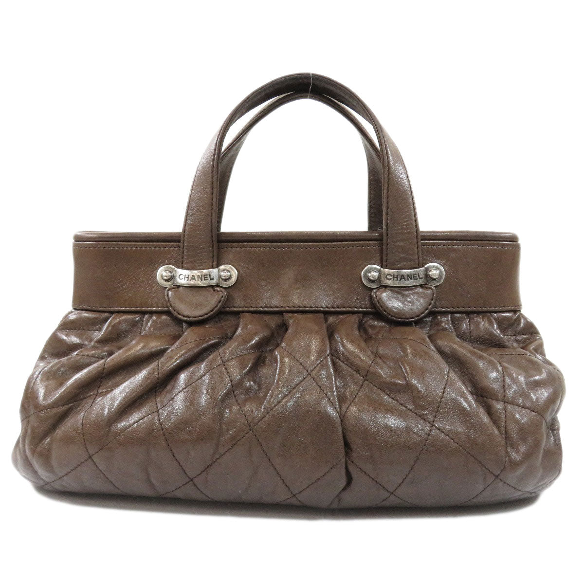 Chanel Hardware Handbag Calf Matelasse Brown