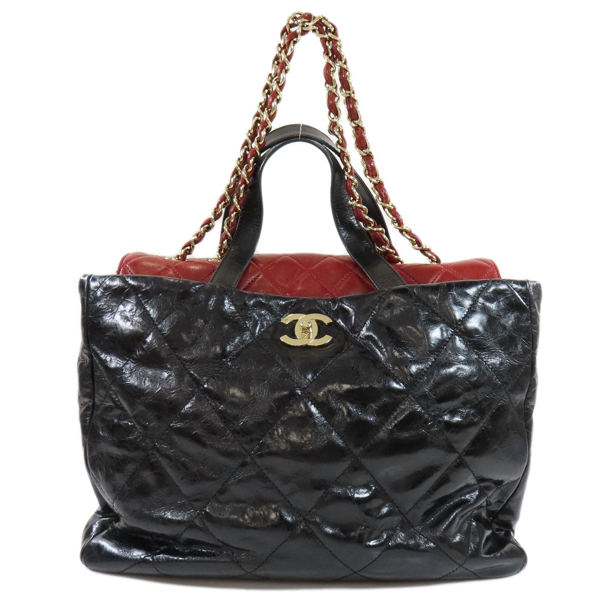 Chanel 2way Coco Mark Tote Bag Calf Chain