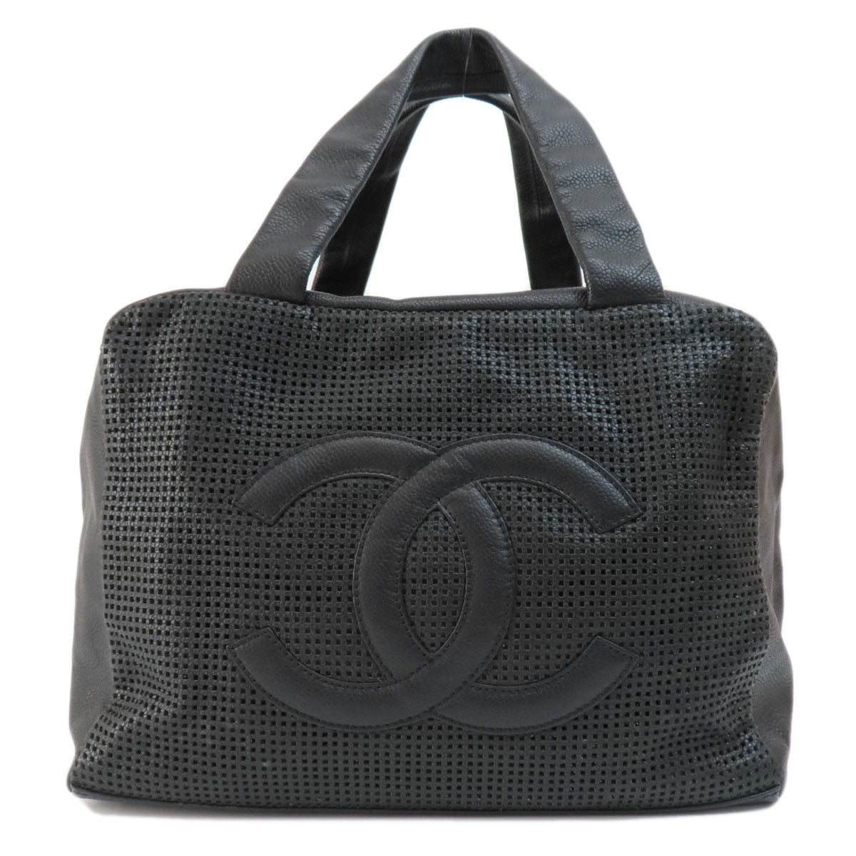 Chanel Coco Mark Hardware Handbag Calf Black Silver